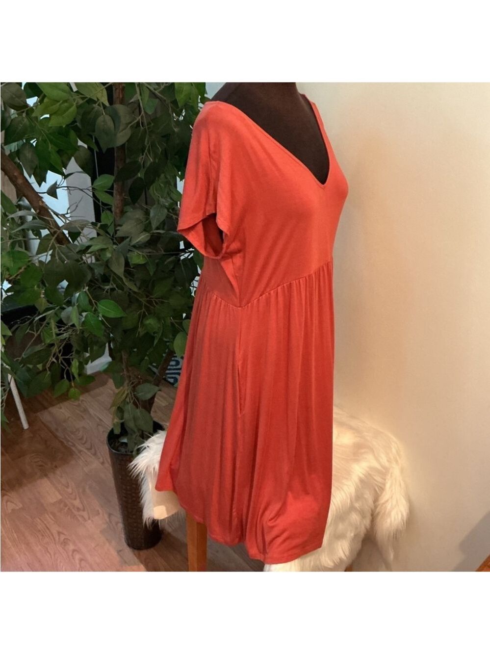 Maurices 24/7 short sleeve v neck babydoll mini dress Woman’s size XL - Picture 2 of 12